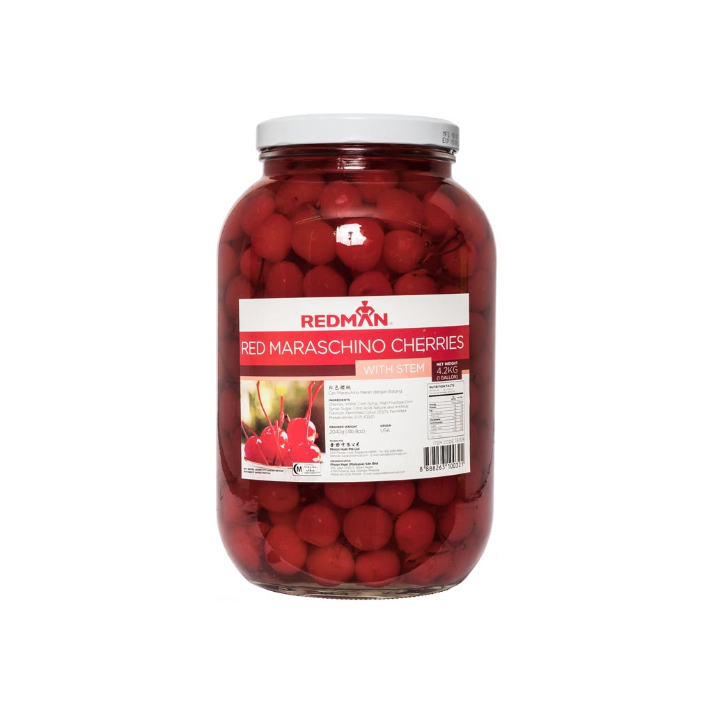 Maraschino Cherries With Stem Red 1gal Falcons Eye Marketing Llc