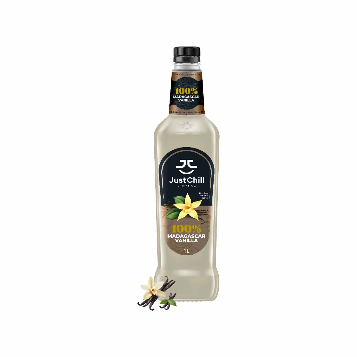 Just Chill 100% Madagascar Vanilla Syrup Bottle of 1Ltr